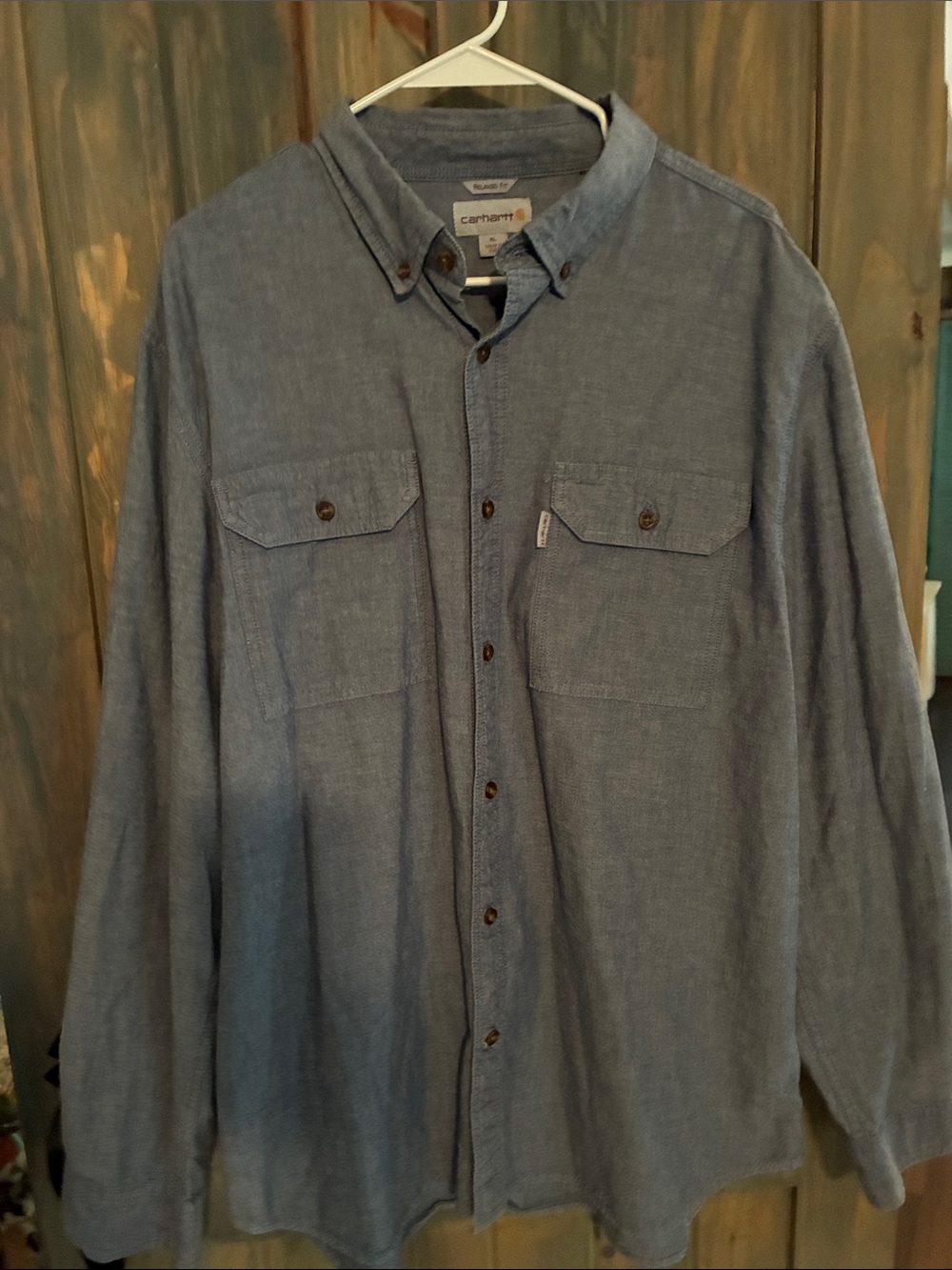 Carhartt Relaxed fit Light Blue Long-Sleeve Button-Down Work Shirt